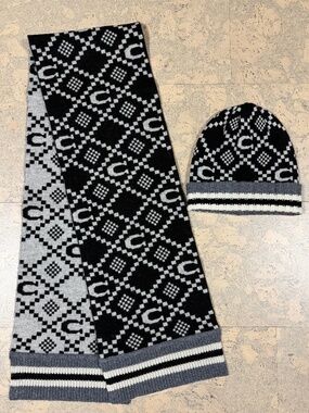 Coach Limited Edition Signature Logo Hat and Scarf Black and Gray